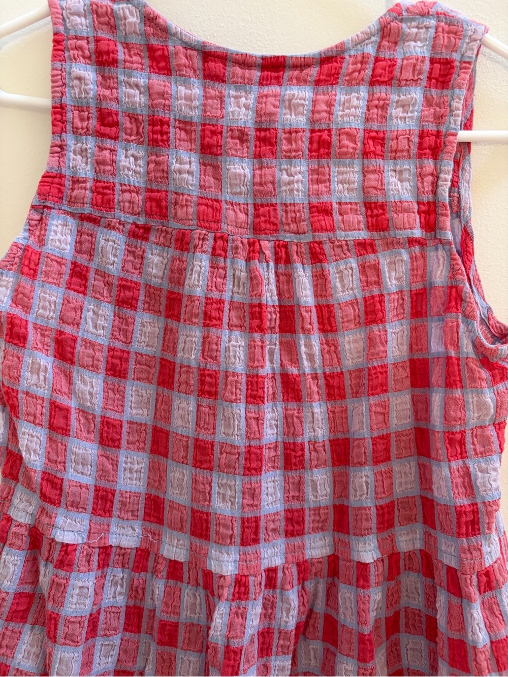 Pilcro Red & Lavender Plaid Sleeveless Tiered Tunic Coverup - Picture 6 of 6